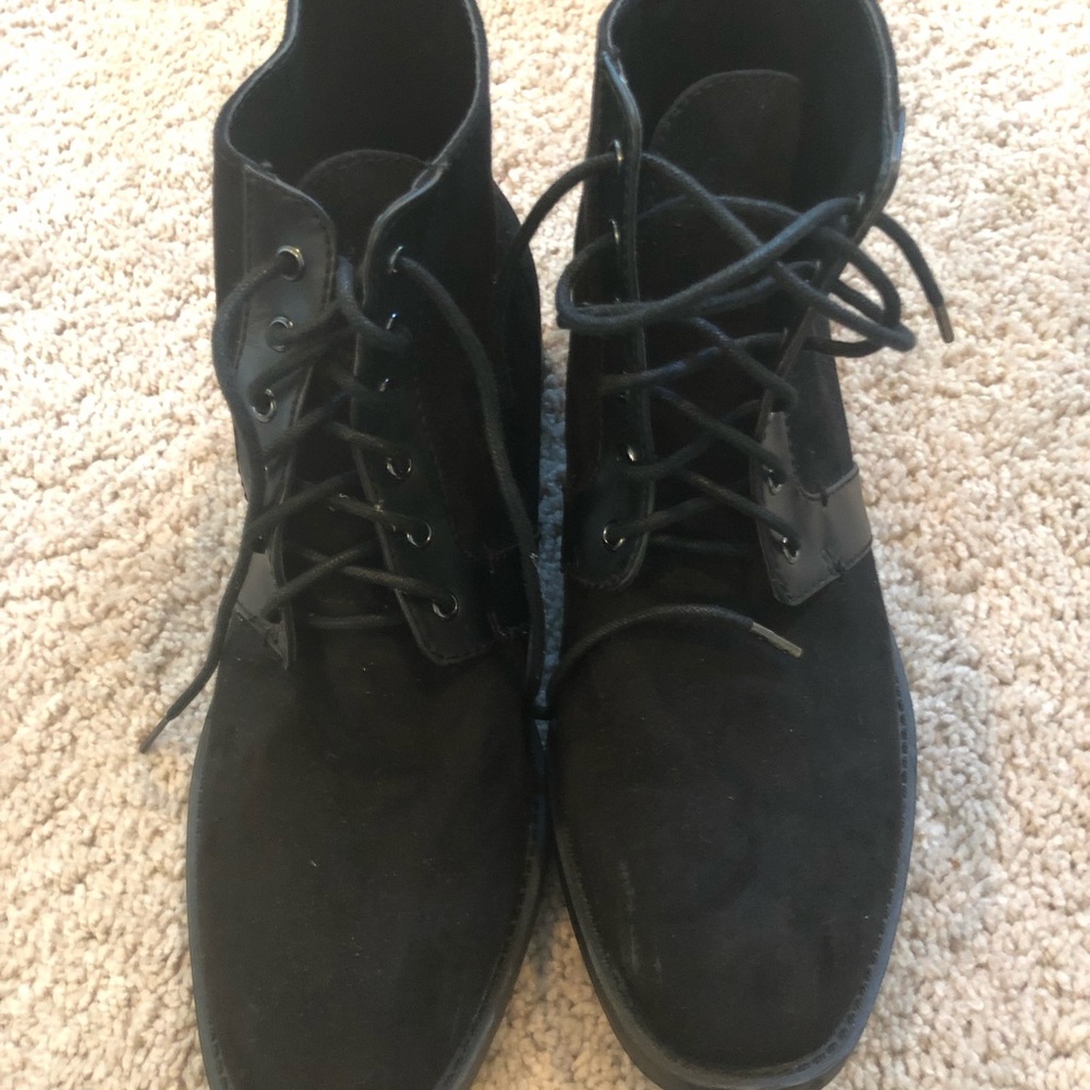 Zara black lace up booties